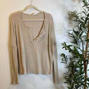 Ribbed Cream V Long sleeve Large